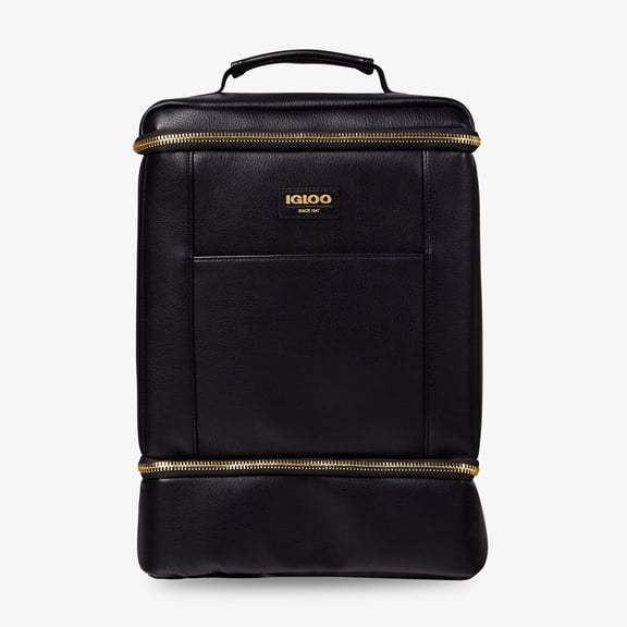 Igloo Luxe Dual Compartment Insulated Backpack Cooler, 26 Can Capacity, Black