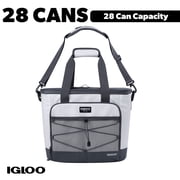 Igloo Marine 28 Can Capacity Soft-Sided Tote Cooler, White and Gray