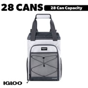 Igloo Marine Soft-Side Backpack Cooler, 28 Can Capacity, White and Gray
