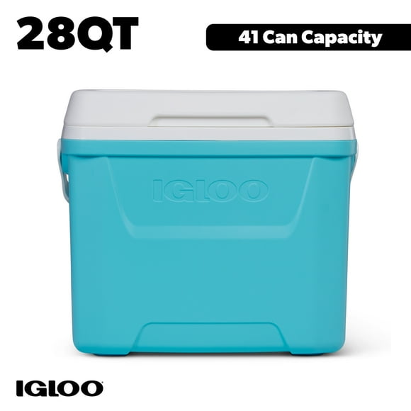 Igloo 28 QT Laguna Hard-Sided Ice Chest Cooler, Aqua Blue and White