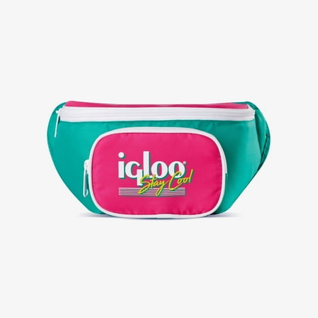 Igloo 3 can Retro Fanny Pack Cooler Bag, Purple and Aqua Blue