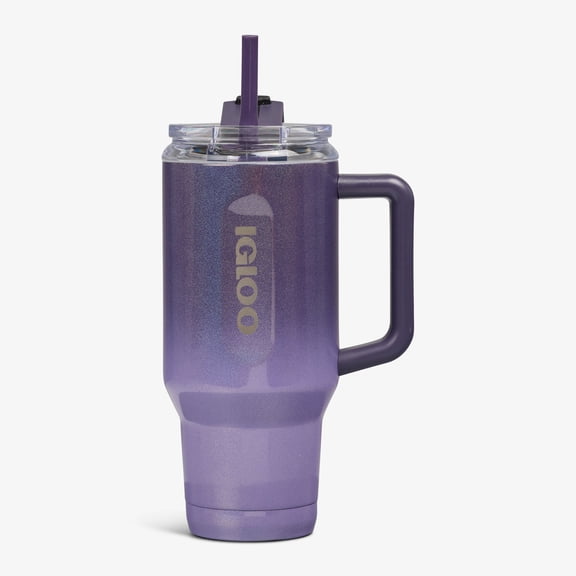 Igloo 32 Oz Flip n Sip Double Wall Stainless Steel Travel Mug, Dusted Grape