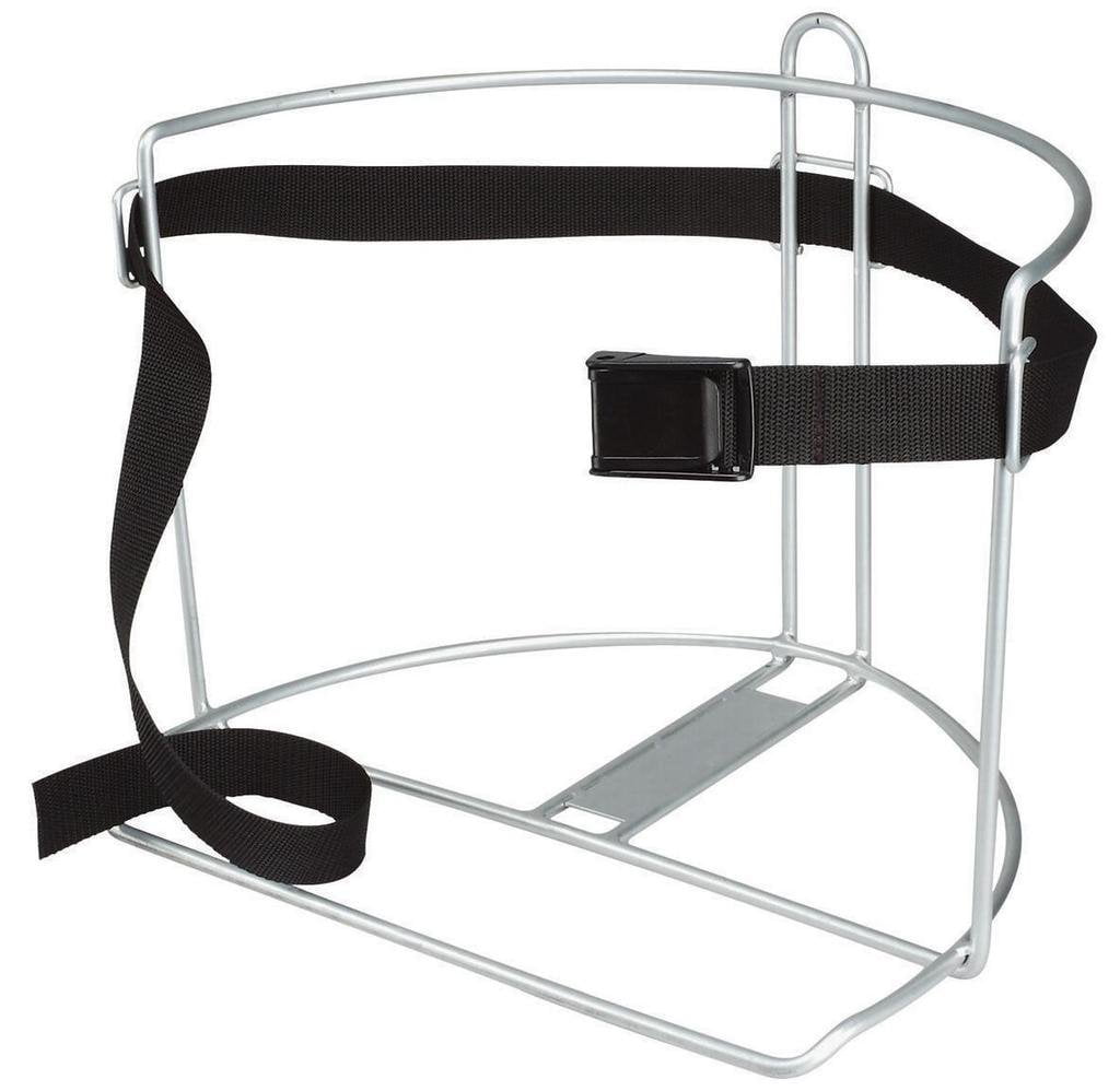 Heavy-Duty Gray Metal Cooler Rack with Adjustable Strap