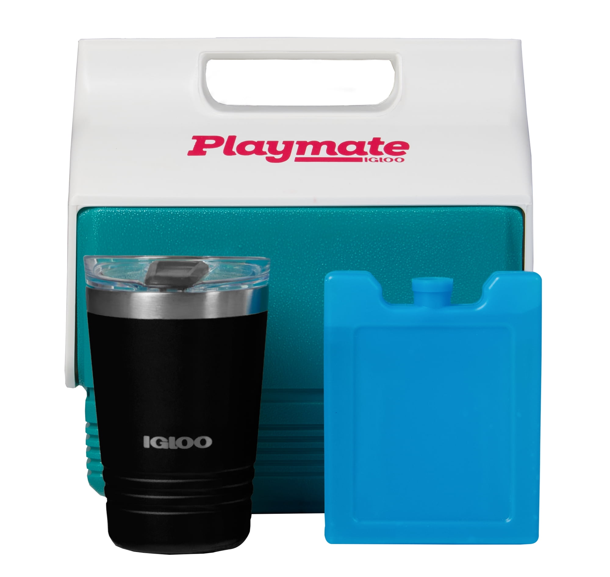Igloo 4 qt Mini Playmate Personal Cooler Bundle - Red with Ice Block and Tumbler