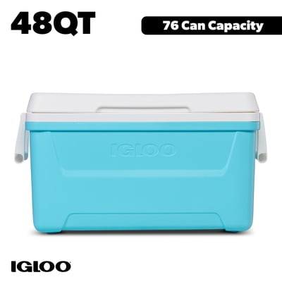 Igloo 48 QT Laguna Hard Sided Ice Chest Cooler, Aqua Blue and White
