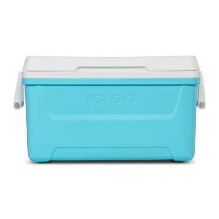 Igloo 48 QT. Laguna Hard-Sided Ice Chest Cooler, Aqua Blue and White