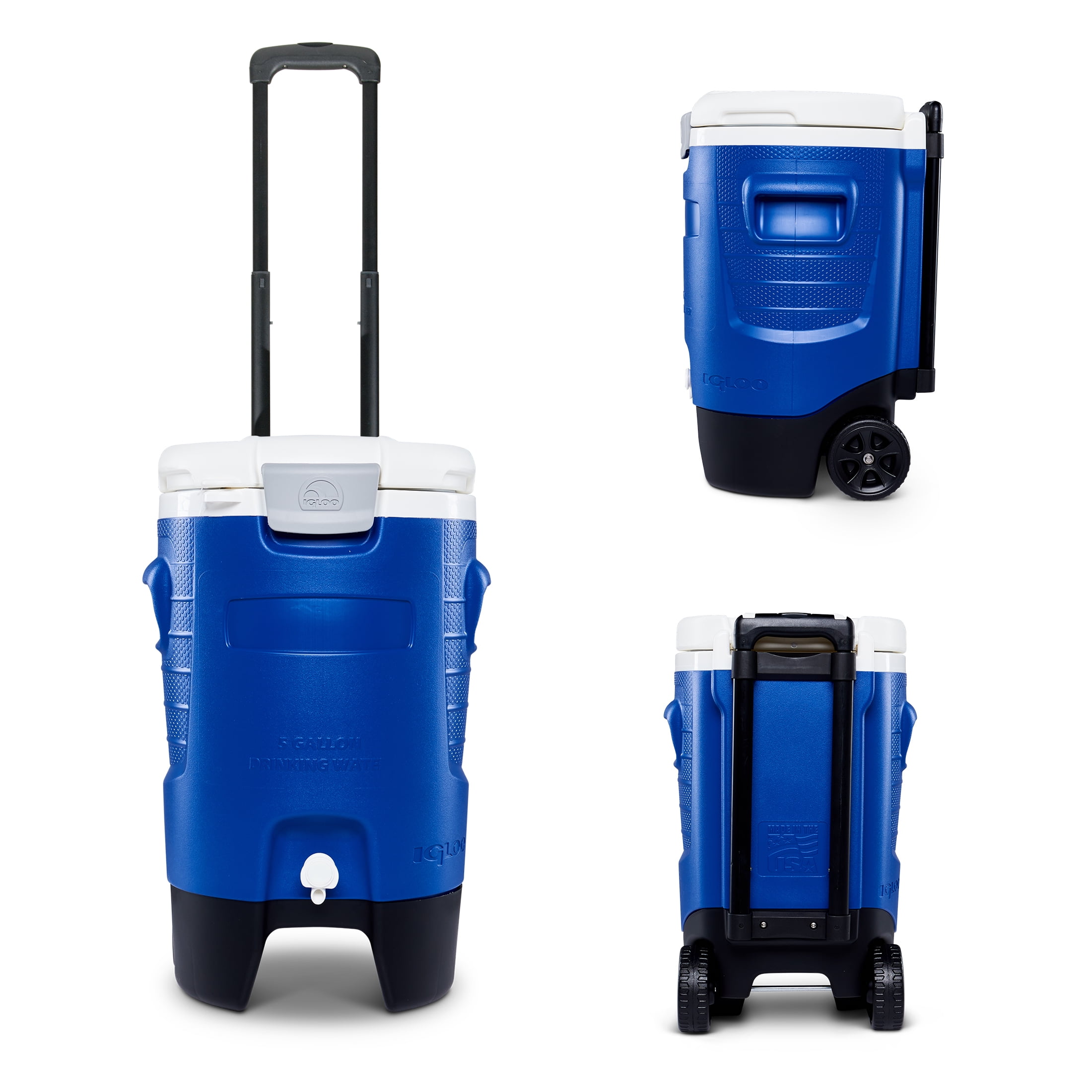 Igloo gal Sports Rolling Water Cooler, Blue, Wheels, Telescoping