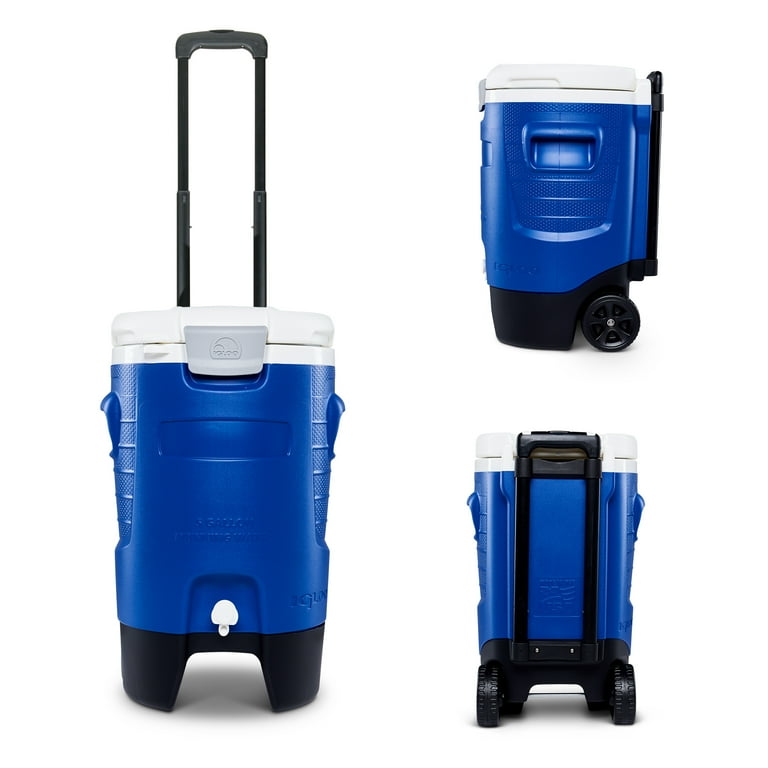 Igloo gal Sports Rolling Water Cooler, Blue, Wheels, Telescoping