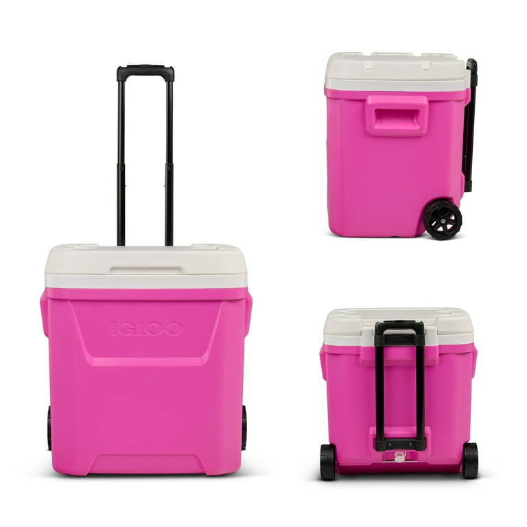 Igloo 60 QT Laguna Ice Chest Cooler with Wheels, Fuchsia Pink
