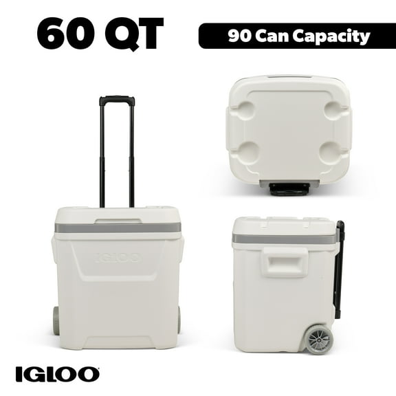 Igloo 60 QT Marine Ice Chest Cooler with Wheels, White