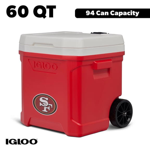 Igloo 60 QT Profile II NFL Rolling Cooler, San Francisco 49ers, Red
