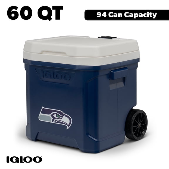Igloo 60 QT Profile II NFL Rolling Cooler, Seattle Seahawks, Blue