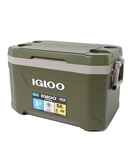 Igloo 60367 Sportsman Latitude 52 Cooler Box, Approx. 11.2 gal 49 L, Sportsman, Latitude, Outdoor, Camping, Leisure, Fishing, Green