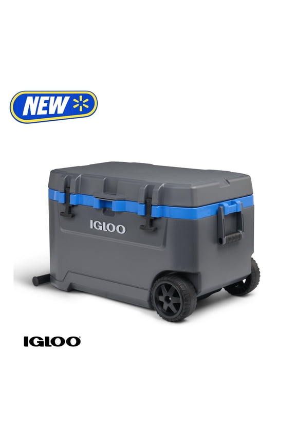 72 QT Overland Ice Chest Cooler with Wheels, Gray and Sneaky Blue