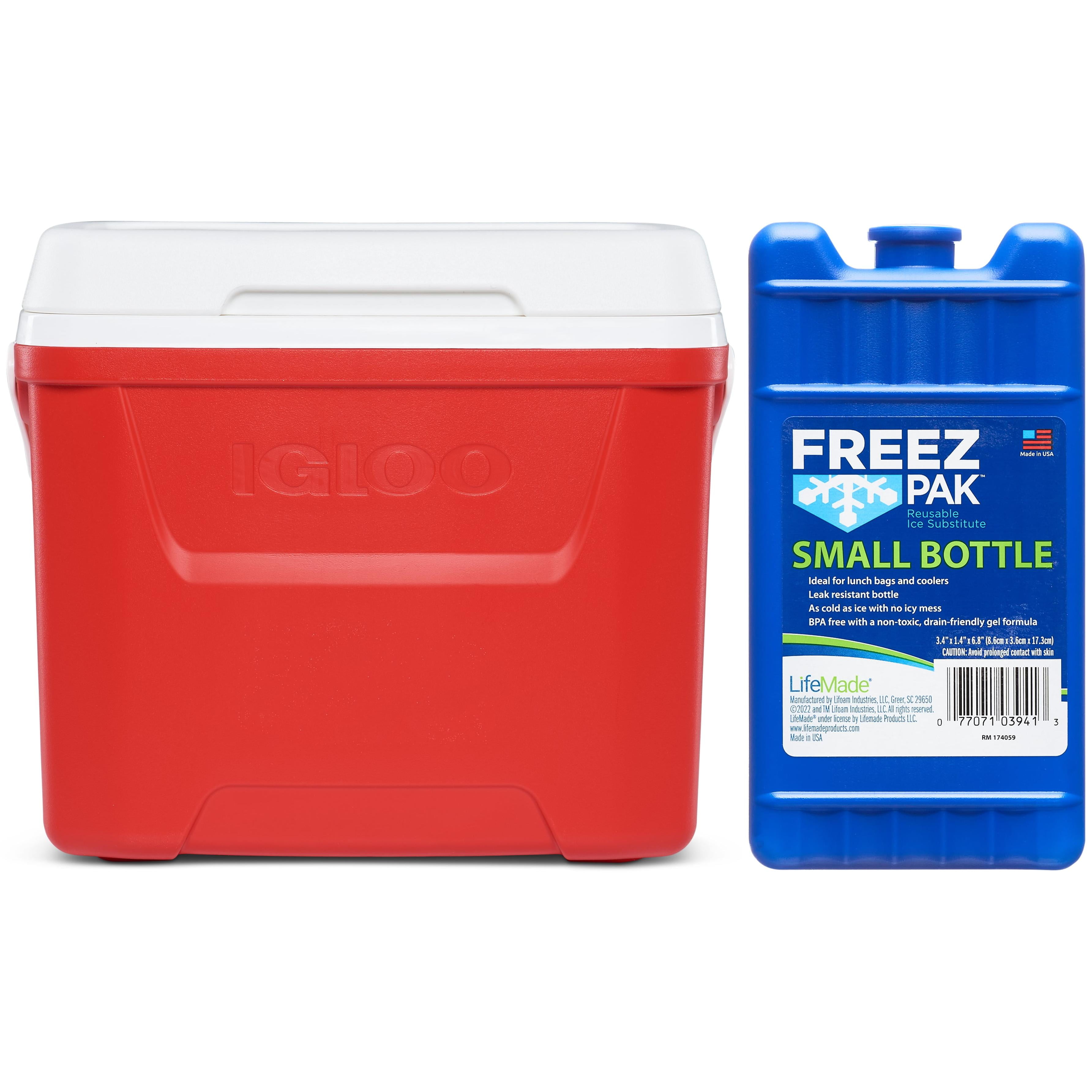 Igloo 28 QT Laguna Ice Chest Cooler, Red, 1 Count and Freez Pak Small Ice Pack, 1 Count