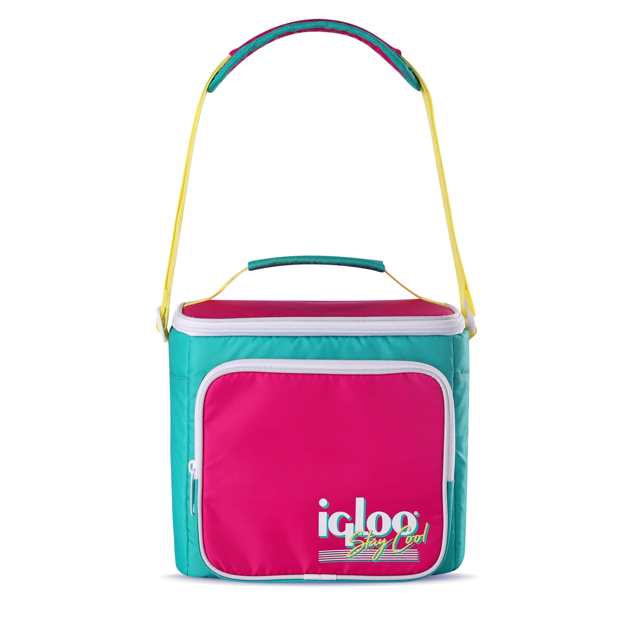 Igloo 90s Retro Collection Square Neon Lunch Box Soft Side Cooler Bag with  Strap 