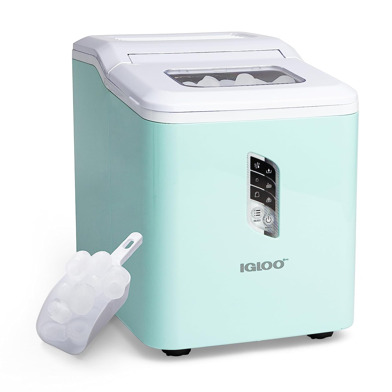 Igloo Automatic Ice Maker, Self- Cleaning, Countertop Size, 26 Pounds in 24  Hours, 9 Large or Small Ice Cubes in 7 Minutes, LED Control Panel, Scoop