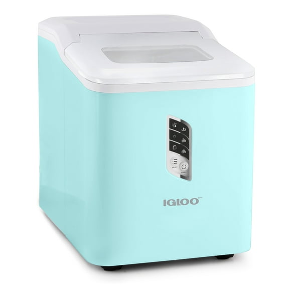 Igloo Automatic Self-Cleaning 26-Pound Ice Maker, Countertop Size, Large or Small Ice Cubes, LED Control Panel, Ice Scoop Included, Aqua