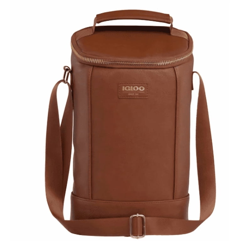 Igloo Luxe Beverage Tote Cooler Bag, Vegan Leather, Fits Two Wine