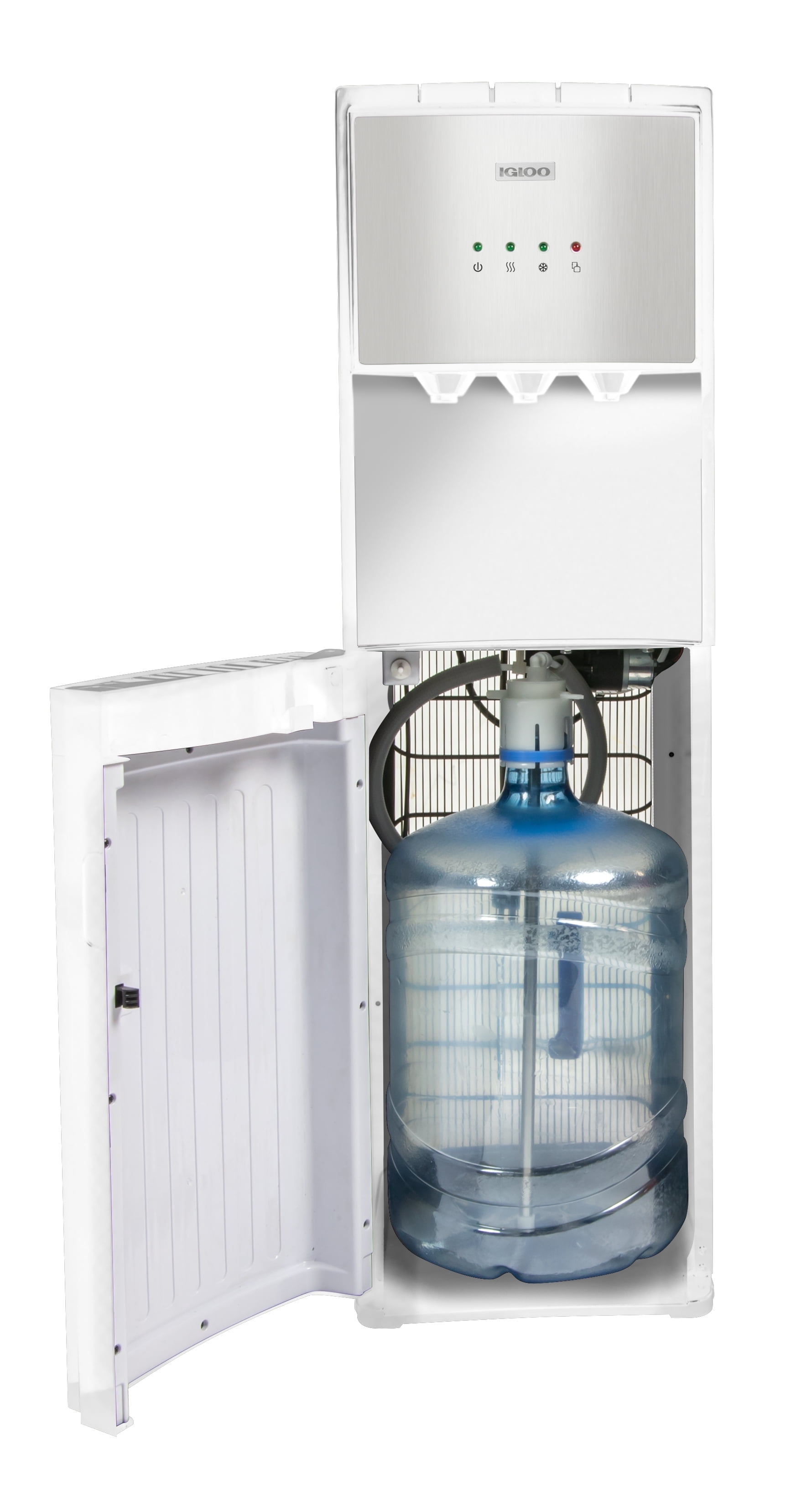 Igloo Water Cooler, Bottom-Load Water Dispenser for 3-5 gal Bottles with Child Safety Lock, Stainless White