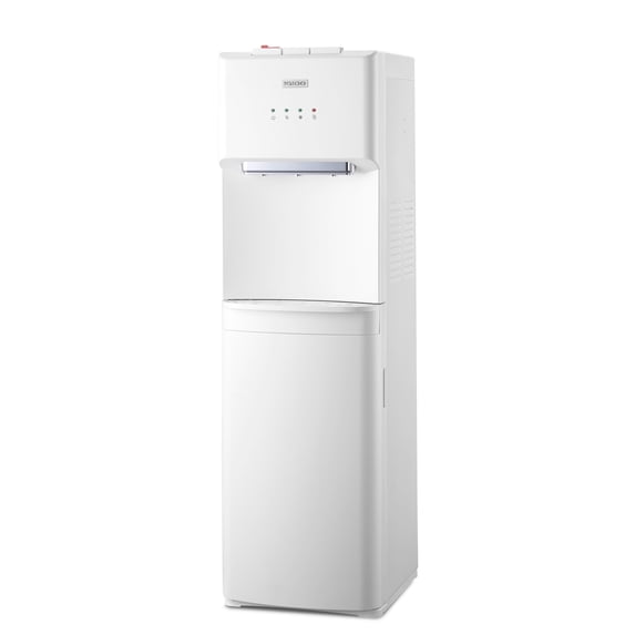 Igloo Bottom Loading Water Cooler – Hot, Cold, & Room Temperature Dispenser – White, Holds 3 & 5 Gallon Jugs, Child Safety Lock – for Homes, Kitchens, Offices, Dorms