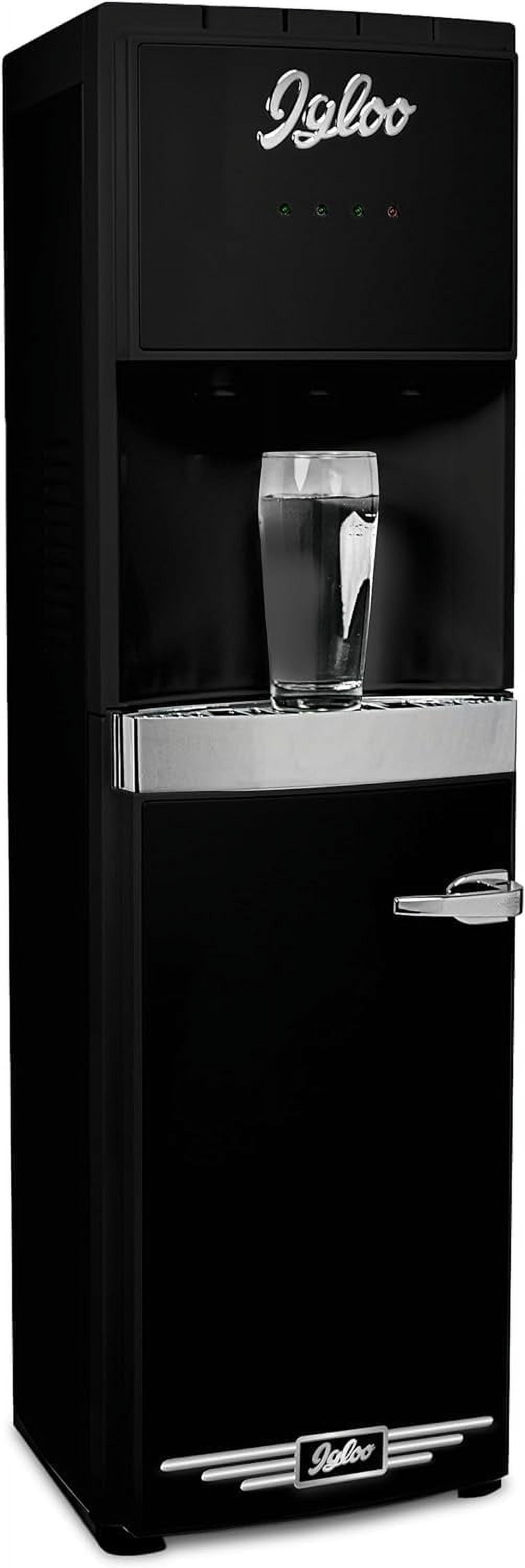 Igloo Bottom Loading Water Dispenser 3 & 5 Gallon Bottle Room, Hot and Cold Water Dispenser, Black