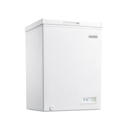 Igloo Chest Freezer with Removable Basket and Front Defrost Water Drain , Small Deep Freezer Perfect for Homes 3.5 Cu.Ft., White