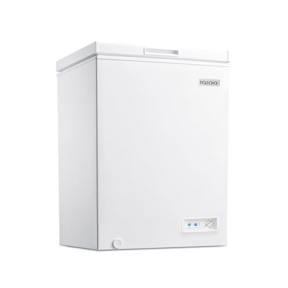 Igloo Chest Freezer with Removable Basket and Front Defrost Water Drain , Small Deep Freezer Perfect for Homes 3.5 Cu.Ft., White