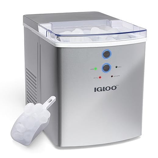 Compact Silver Stainless Steel Portable Countertop Ice Maker