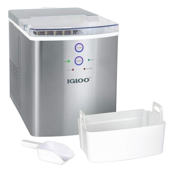 Igloo Electric Ice Machine Automatic Countertop Ice Maker with Scoop, Stainless Steel