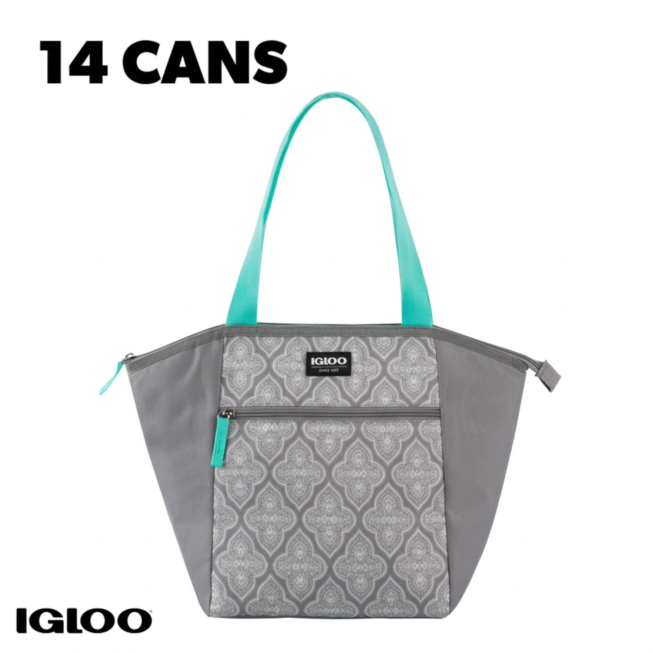 Igloo Essential Tote Lunch Bag Cooler, 14 Can Capacity, Gray and