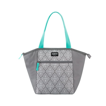 Igloo Essential Tote Lunch Bag Cooler, 14 Can Capacity, Gray and Teal