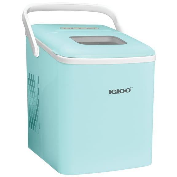 Igloo Handled Automatic Ice Machine Self Cleaning Countertop Ice Maker with Scoop, Aqua