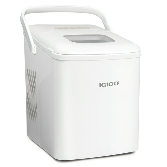 Igloo Handled Automatic Ice Machine Self Cleaning Countertop Ice Maker with Scoop, White
