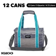 Igloo Heritage Lunch Companion Cooler Bag, 12 Can Capacity, Teal, Soft Side Lunch Cooler for Work or Play