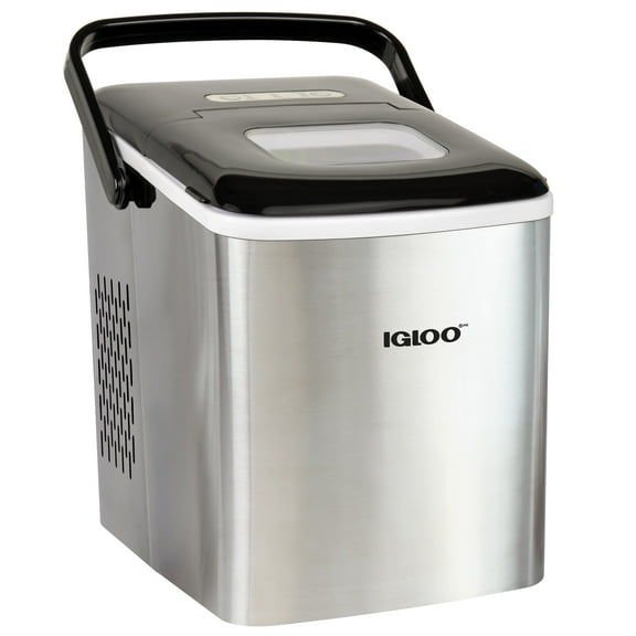Igloo ICEB26HNSS 26-Pound Automatic Self-Cleaning Portable Countertop Ice Maker Machine with Handle, Stainless Steel