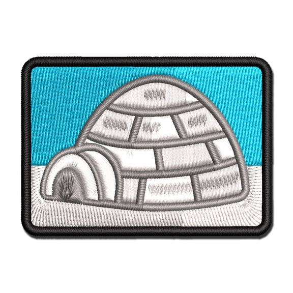 Igloo Ice House Applique Multi-Color Embroidered Iron-On Patch - 2.0 Inch Mini