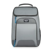 Igloo Laguna Soft Sided Cooler Backpack, 24 Can Capacity, Gray Twill with Ibiza Blue