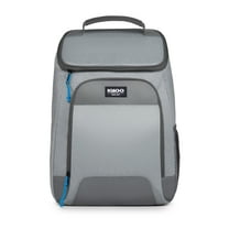 Igloo Laguna Soft Sided Cooler Backpack, 24 Can Capacity, Gray Twill with Ibiza Blue