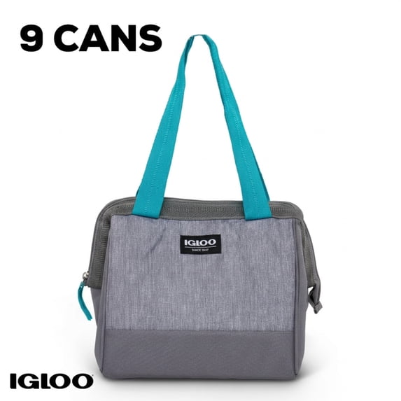 Igloo Leftover Tote Cooler Bag, 9 Can Capacity, Gray, Insulated Softside Cooler Bag Keeps Food and Drinks Cold