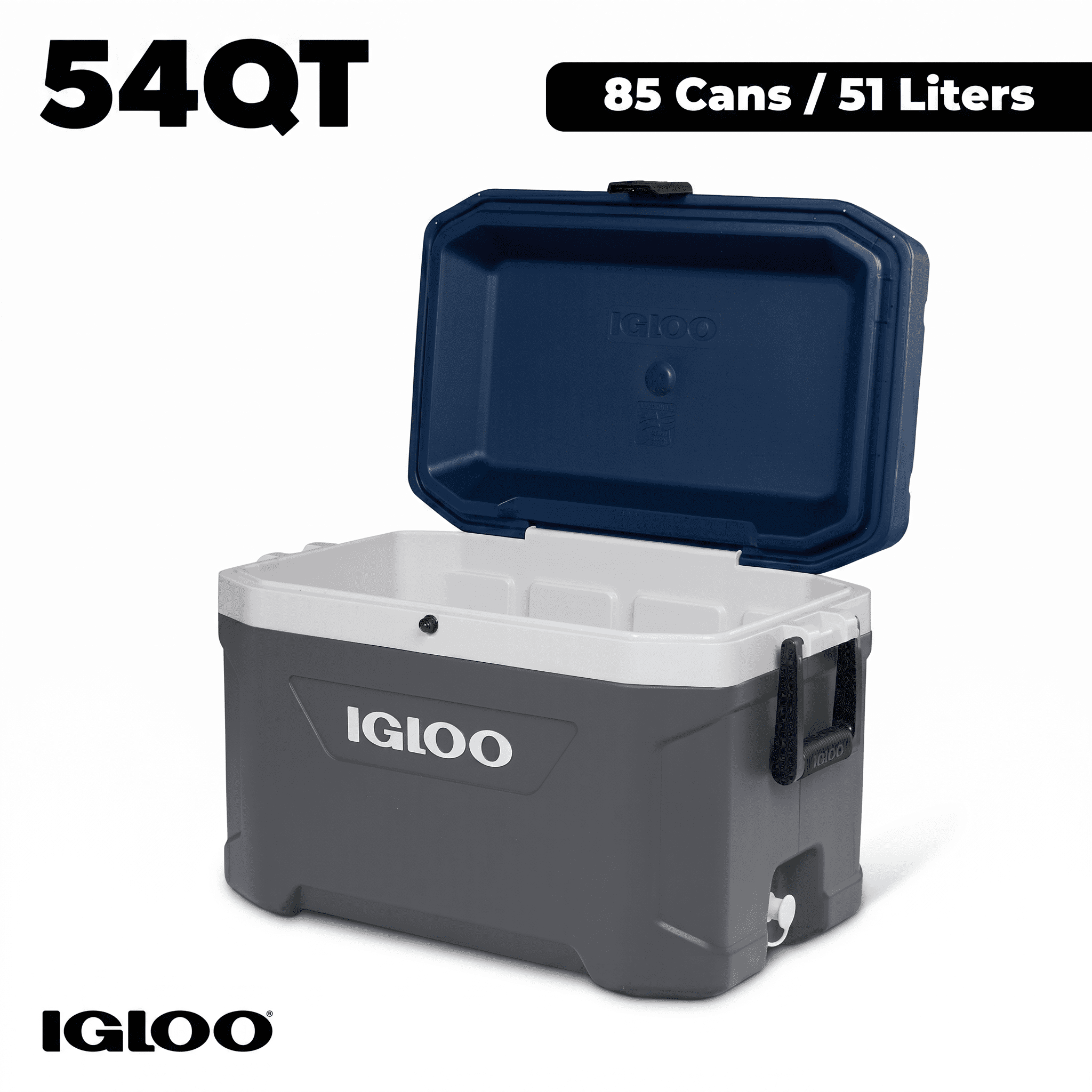 Igloo MaxCold 54 qt Hard Ice Chest Cooler, Blue Gray