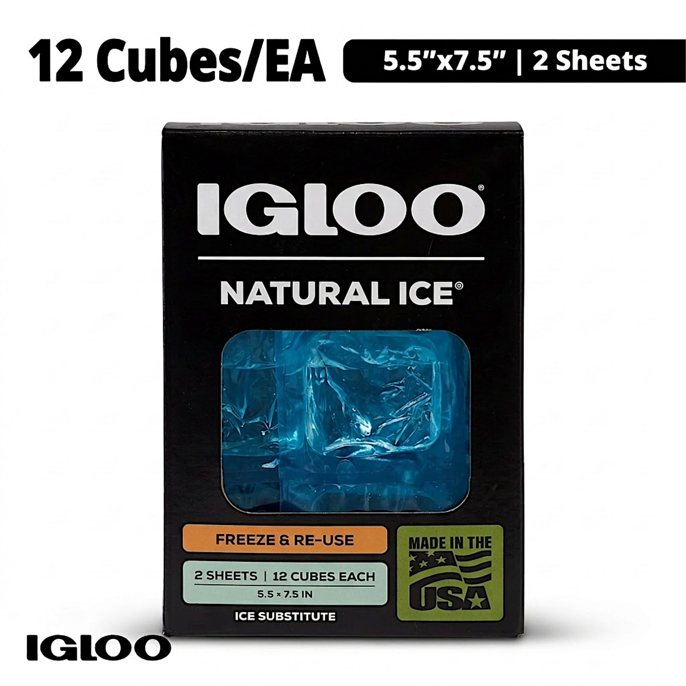 Igloo MaxCold Natural Ice 2 Pack (5" x 7" x1" per sheet), Perfect for Keeping School Lunches, Picnics, Drinks, or Work Lunches Cold