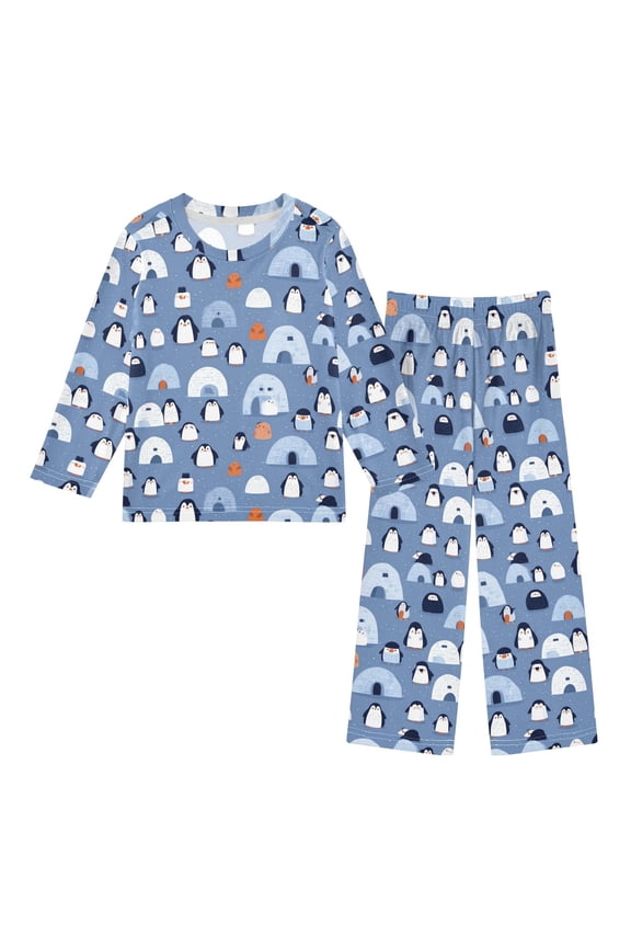 Igloo Penguin Cozy Soft Long Sleeves Top and Pants 2 Piece Cool Pjs Pajamas Set Sleepwear Size 3-11Y