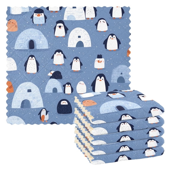 Igloo Penguin Kitchen Cloth Dish Towels for Drying Washing Absorbent Dish Rags Reusable soft kitchen dishcloth set 6 Pack