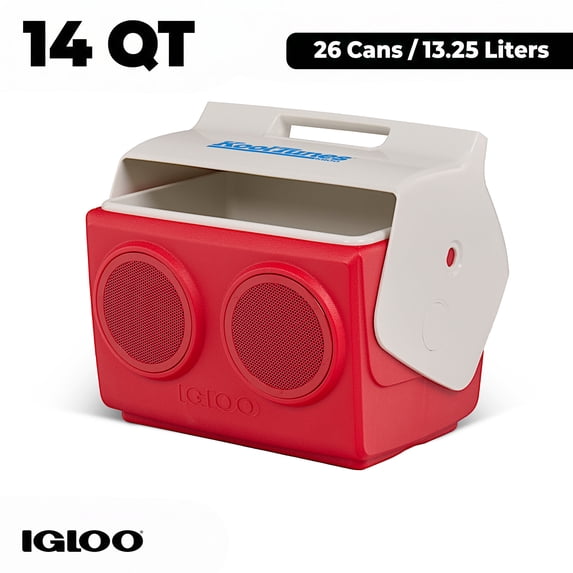 Igloo Playmate KoolTunes 14 QT Hardsided Cooler with Built-In Bluetooth Speakers, Red Star