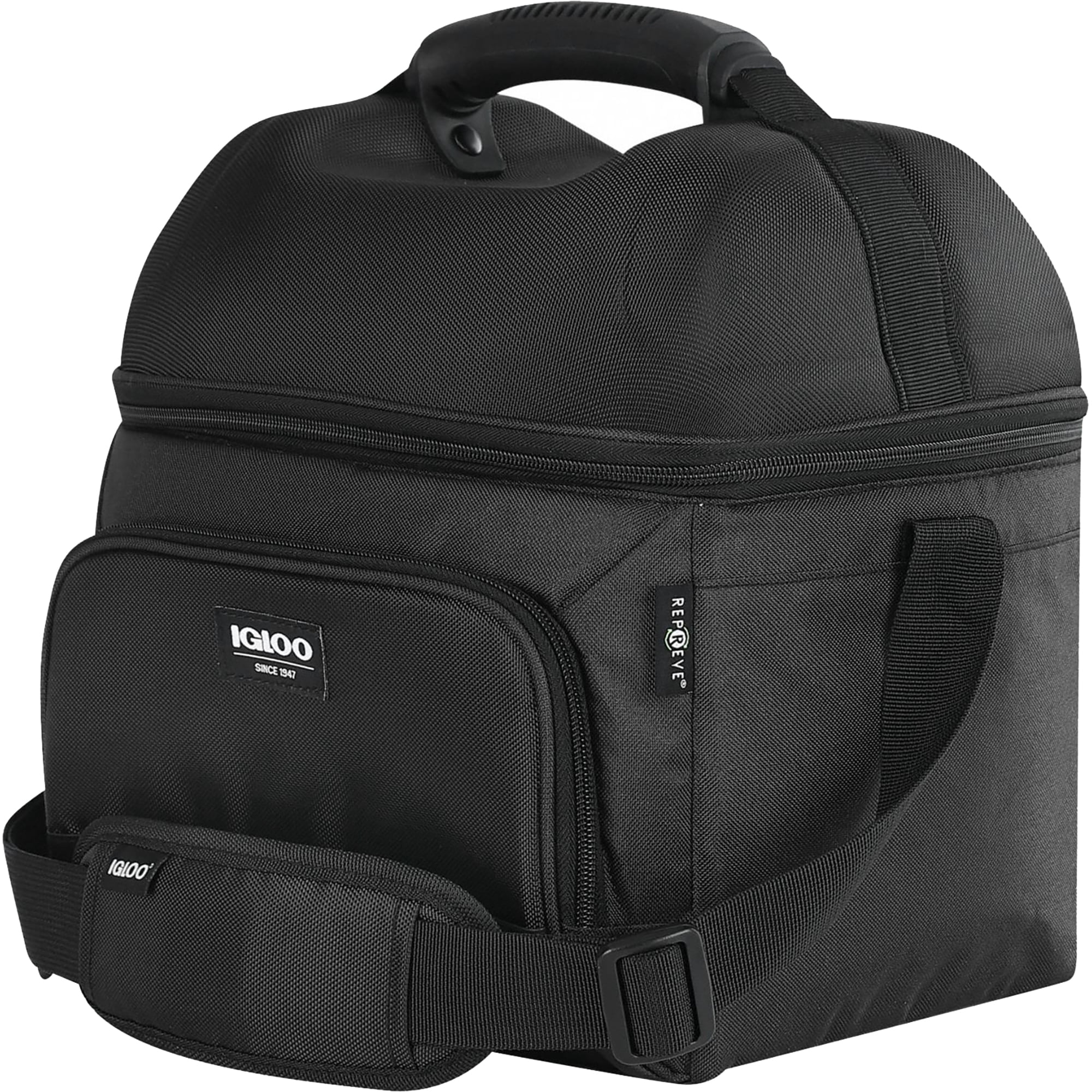 Black Polyester Insulated Cooler Bag with Adjustable Strap