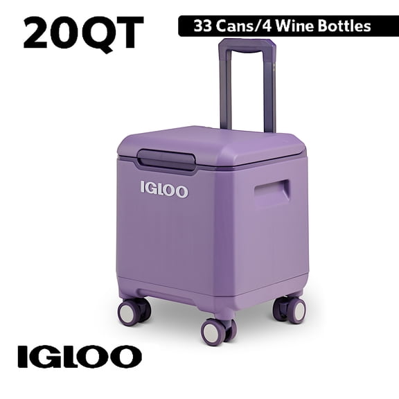Igloo Tag-a-Long Too Spinner 20 QT Wheeled Cooler, Dusted Grape, 33 Can Capacity
