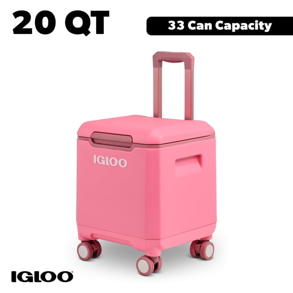 Igloo Tag-a-Long Too Spinner Cooler 20 QT Thrift Pink Rolling Cooler