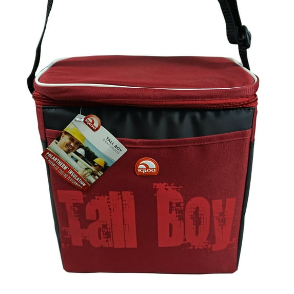 Igloo Tall Boy Insulated Cooler, Holds Approx. 9 Cans, Made With Polartherm Insulation, (RED)