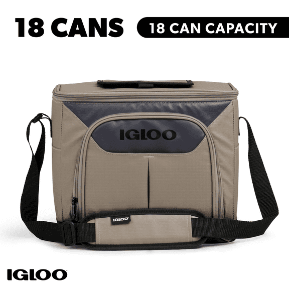Igloo Trek 18 Can Capacity Softside Cooler with Hard Liner, Sandstone Tan